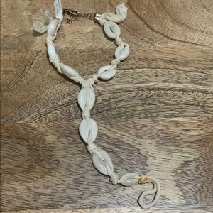 Free People Cowrie Shell Anklet toe ring White